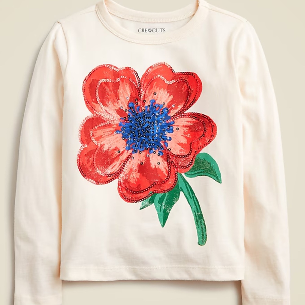 Crewcuts Girls' long-sleeve poppy graphic T-shirt with sequins